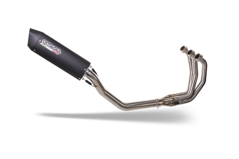 Pot echappement compatible avec Triumph Daytona 660 2023-2025, Furore Evo4 Nero, Homologué et légal, système d'échappement complet avec catalyseur et db killer amovible 