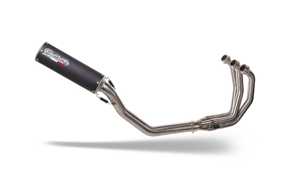 Pot echappement compatible avec Yamaha Mt-09 Tracer 900 2017-2020, M3 Black Titanium, Homologué et légal, système d'échappement complet avec catalyseur et db killer amovible 