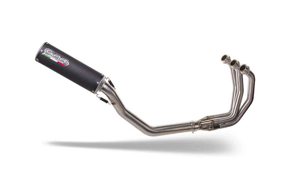 Pot echappement compatible avec Triumph Daytona 660 2023-2025, M3 Black Titanium, Pot d'échappement complet racing, compris de collecteur et db killer amovible, sans homologation 