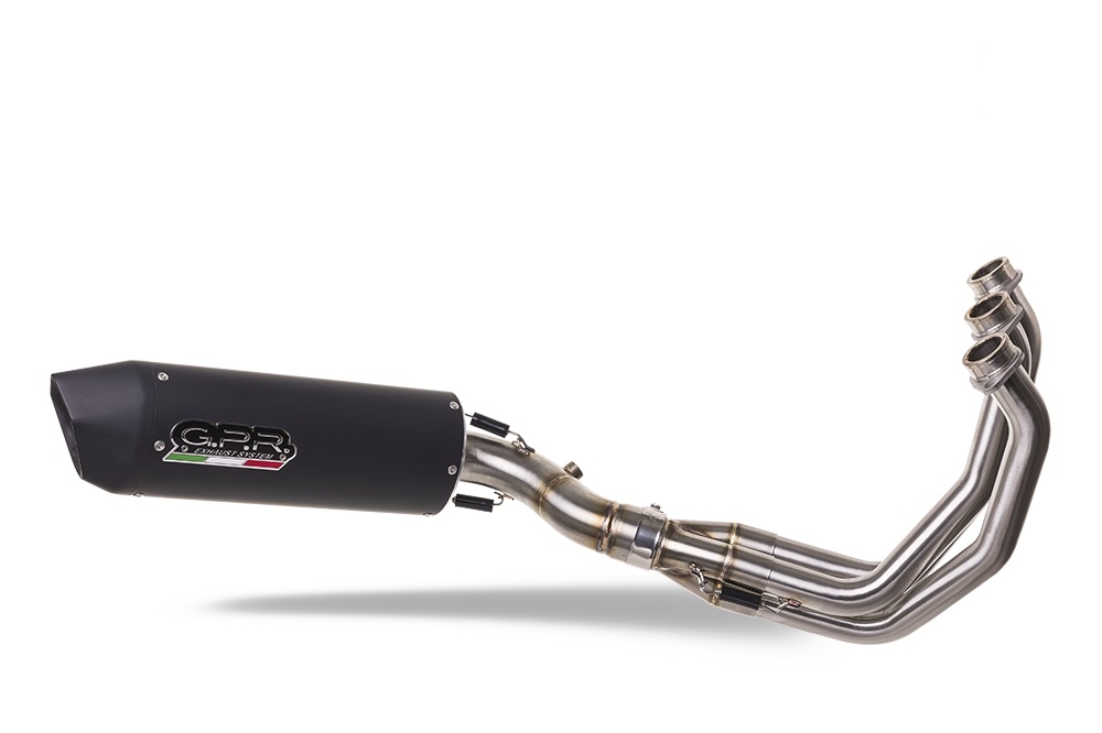 Pot echappement compatible avec Yamaha Mt-09 Tracer 900 2017-2020, Furore Evo4 Nero, Homologué et légal, système d'échappement complet avec catalyseur et db killer amovible 