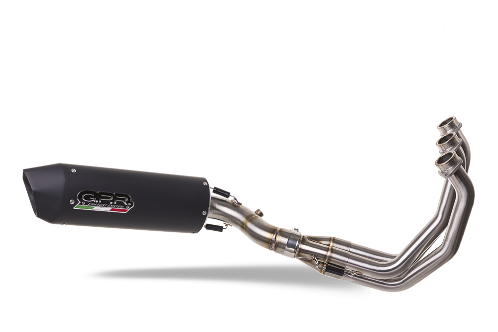 Pot echappement compatible avec Yamaha Mt-09 Tracer 900 2017-2020, Furore Evo4 Nero, Homologué et légal, système d'échappement complet avec catalyseur et db killer amovible 