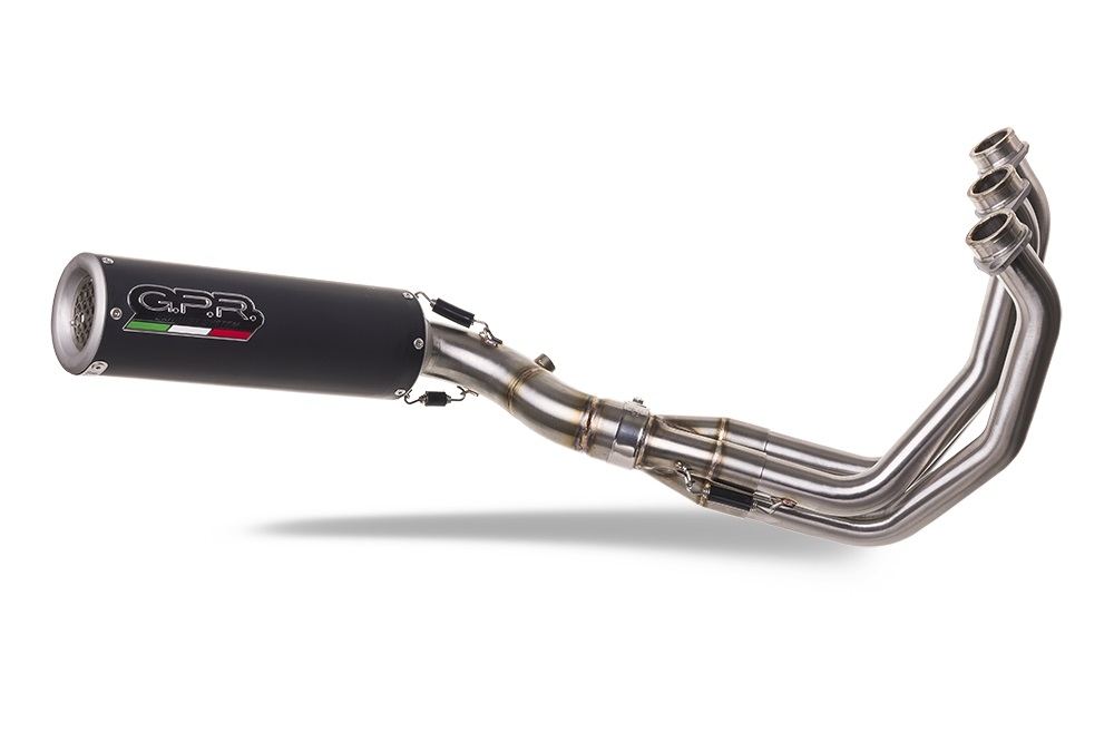 Pot echappement compatible avec Yamaha Tracer 900 GT 2018-2020, M3 Black Titanium, Homologué et légal, système d'échappement complet avec catalyseur et db killer amovible 