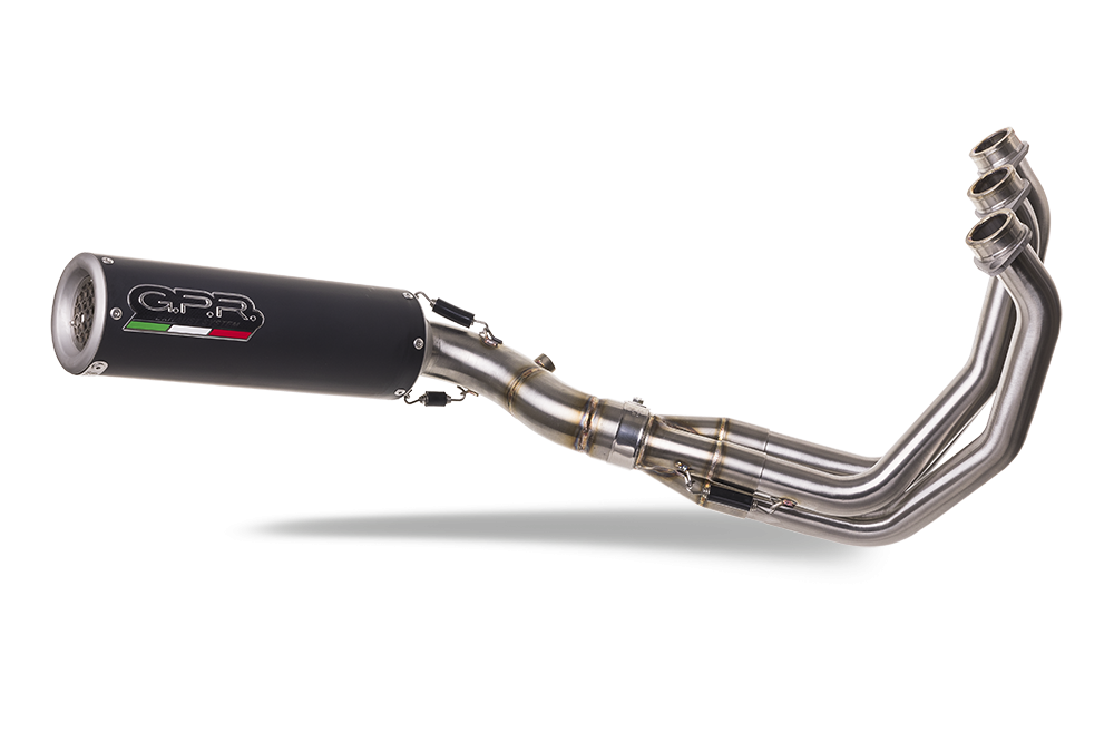 Pot echappement compatible avec Yamaha Tracer 900 GT 2018-2020, M3 Black Titanium, Homologué et légal, système d'échappement complet avec catalyseur et db killer amovible 