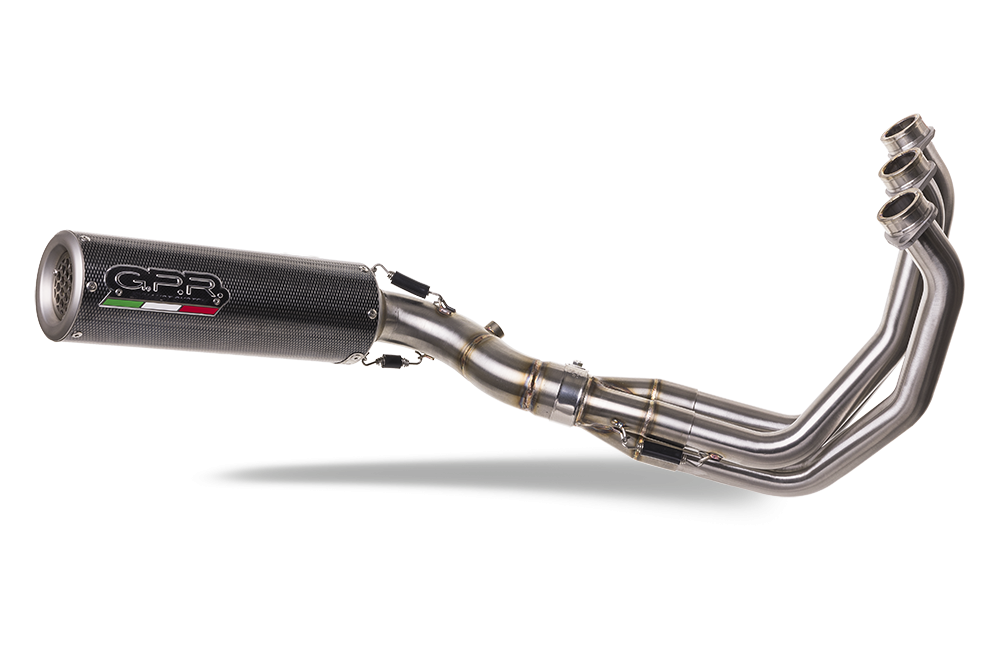 Pot echappement compatible avec Yamaha Mt-09 Tracer 900 2017-2020, M3 Poppy , Homologué et légal, système d'échappement complet avec catalyseur et db killer amovible 