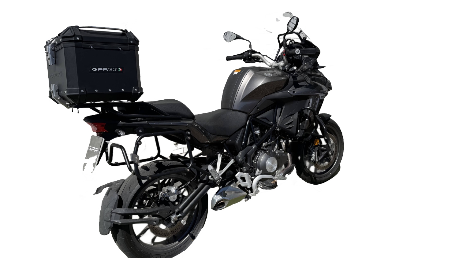 Top case en aluminium, couleur noire avec plaque spécifique incluse Top-case GPR TECH compatible avec  Benelli Trk 502 X 2021/2024 e5
