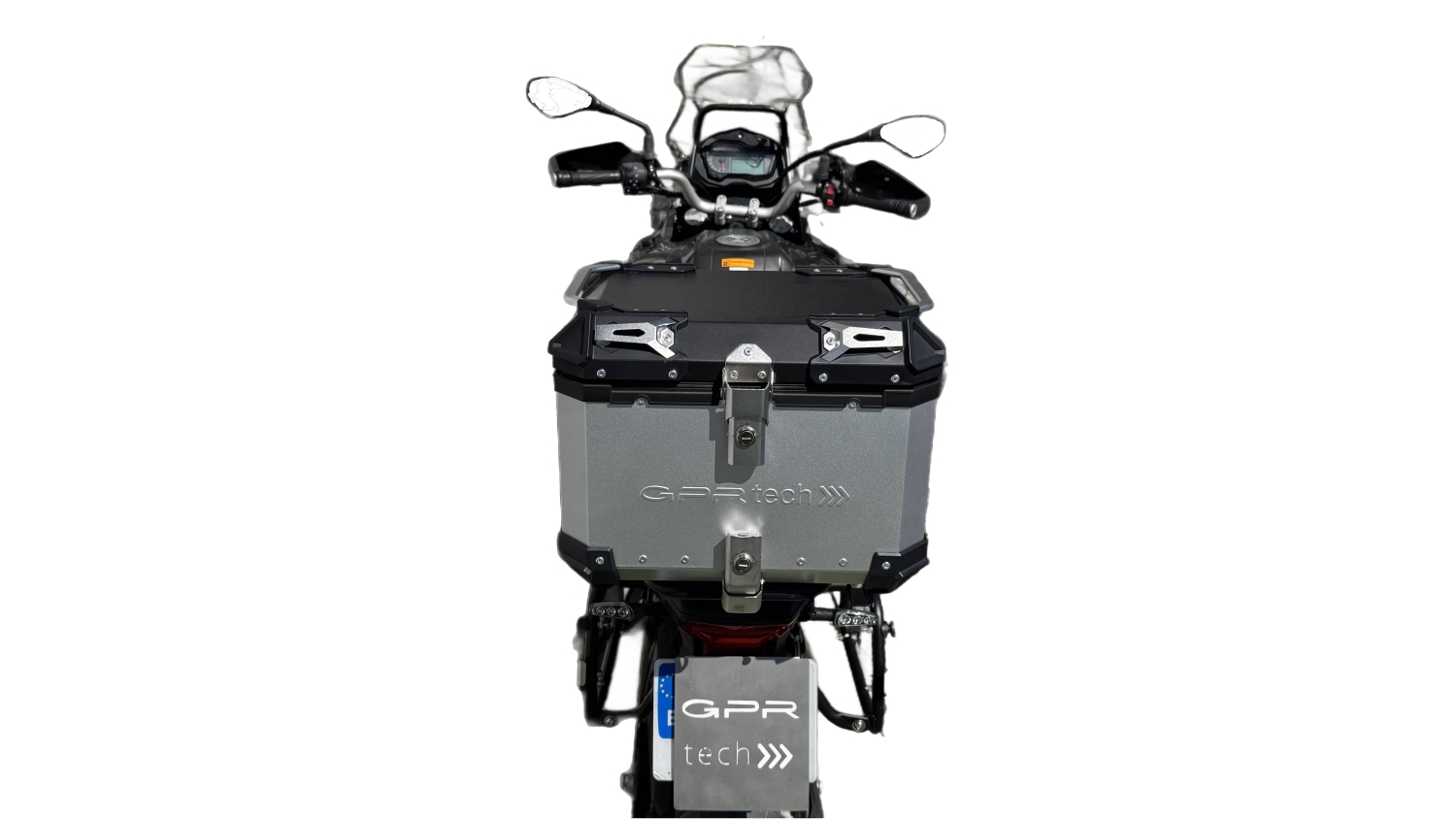 Top case en aluminium, couleur argent avec plaque spécifique incluse Top-case GPR TECH compatible avec  Benelli Trk 502 X 2021/2024 e5