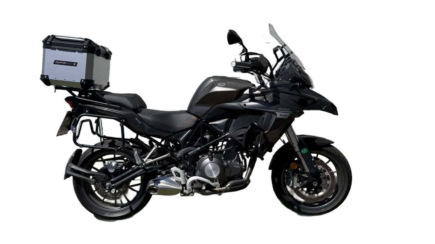 Top case en aluminium, couleur argent avec plaque spécifique incluse Top-case GPR TECH compatible avec  Benelli Trk 502 X 2021/2024 e5