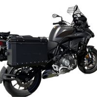 GPR TECH compatible with  Benelli Trk 502 2017/2020 e4 Paire de valises latérales en aluminium avec couleur noire avec support de valise spécifique Capacité 38 LT. + 38 LT.