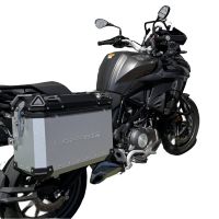 GPR TECH compatible with  Benelli Trk 502 2021/2024 e5 Paire de valises latérales en aluminium avec couleur argent avec support de valise spécifique Capacité 38 LT. + 38 LT.