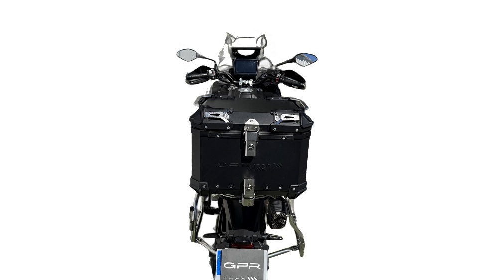 Top case en aluminium, couleur noire avec plaque spécifique incluse Top-case GPR TECH compatible avec  Voge 525DSX 2023/2024 e5