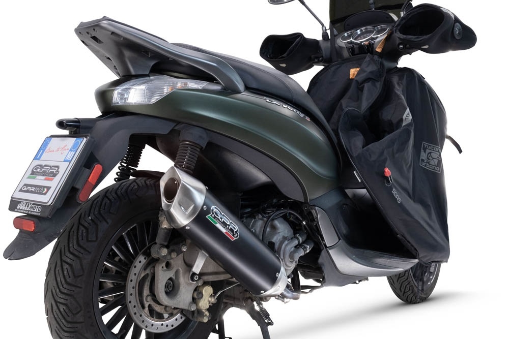 Pot echappement compatible avec Piaggio Beverly 300 I.E. ABS - S - Police 2016-2020, Furore-X Scooter, Homologué et légal, système d'échappement complet, avec db killer amovible 