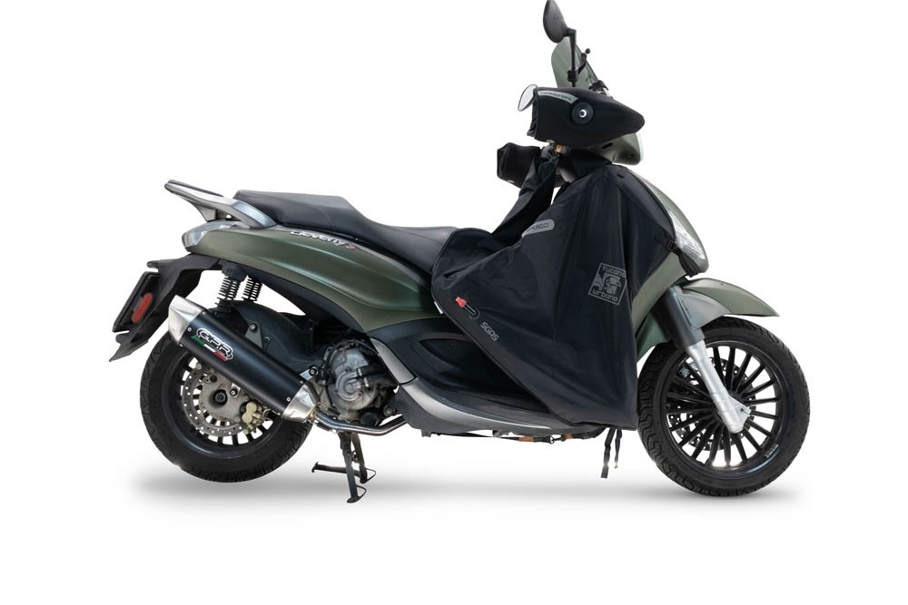 Pot echappement compatible avec Piaggio Beverly 300 I.E. ABS - S - Police 2016-2020, Furore-X Scooter, Homologué et légal, système d'échappement complet, avec db killer amovible 