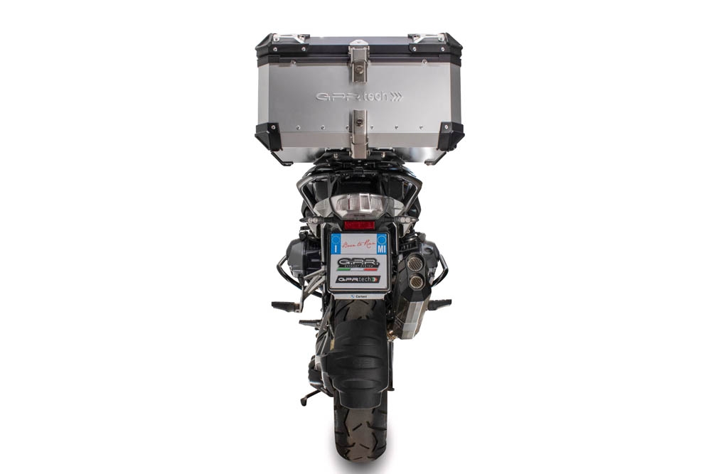 Top case en aluminium, couleur argent avec plaque spécifique incluse Top-case GPR TECH compatible avec  Bmw R 1250 Gs 2021/2024 e5