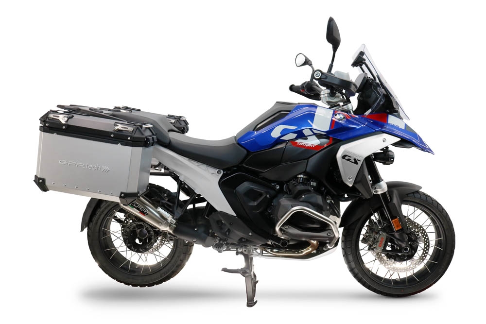 GPR TECH compatible with  Bmw R 1300 GS 2024/2026 Paire de valises latérales en aluminium avec couleur argent avec support de valise spécifique Capacité 38 LT. + 38 LT.