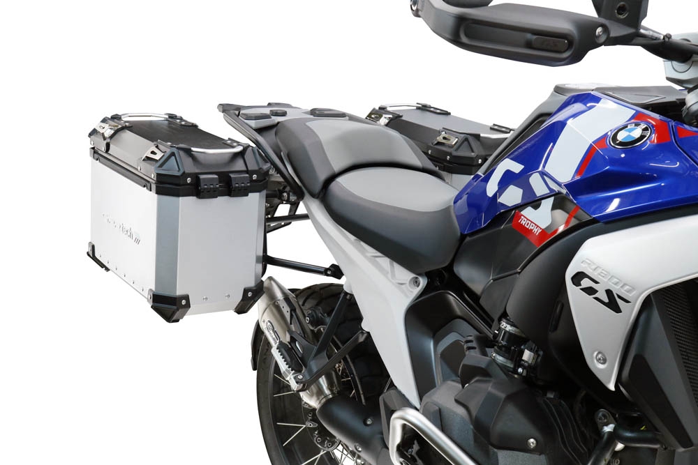 GPR TECH compatible with  Bmw R 1300 GS 2024/2026 Paire de valises latérales en aluminium avec couleur argent avec support de valise spécifique Capacité 38 LT. + 38 LT.