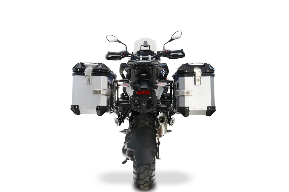 GPR TECH compatible with  Bmw R 1300 GS 2024/2026 Paire de valises latérales en aluminium avec couleur argent avec support de valise spécifique Capacité 38 LT. + 38 LT.