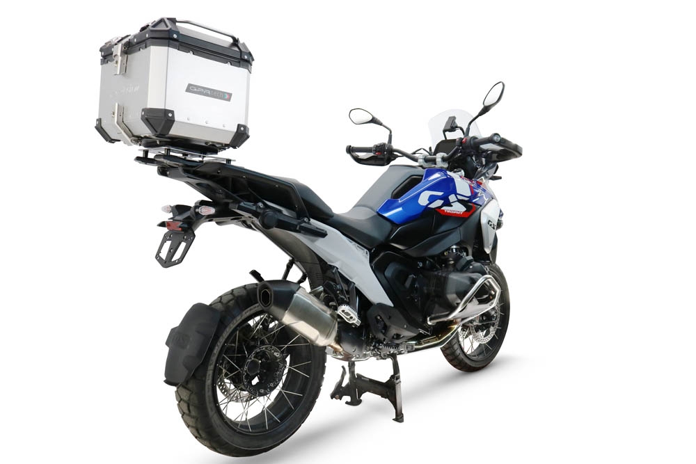 Top case GPR TECH compatible with  Bmw R 1300 GS 2024/2026 Top Case Alpitech en aluminium, couleur argent avec plaque spécifique pour porte-bagages arrière Capacité Litres 35