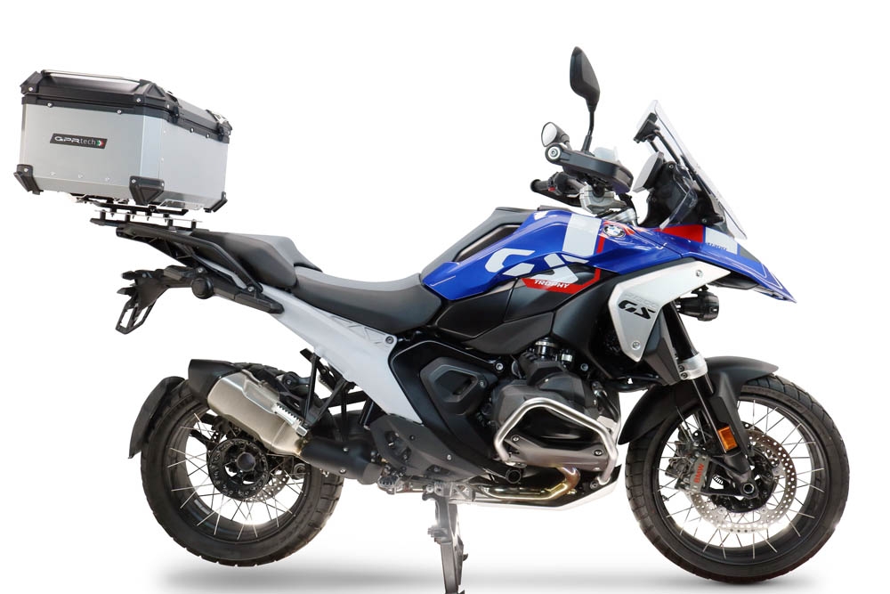 Top case GPR TECH compatible with  Bmw R 1300 GS 2024/2026 Top Case Alpitech en aluminium, couleur argent avec plaque spécifique pour porte-bagages arrière Capacité Litres 55