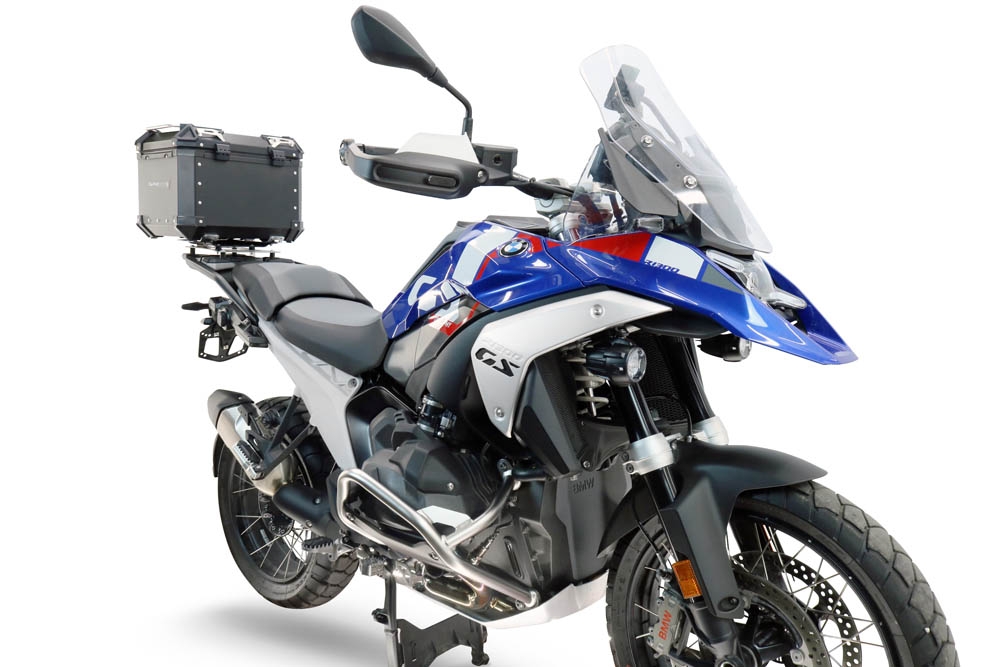 Top case GPR TECH compatible with  Bmw R 1300 GS 2024/2026 Top Case Alpitech en aluminium, couleur argent avec plaque spécifique pour porte-bagages arrière Capacité Litres 35