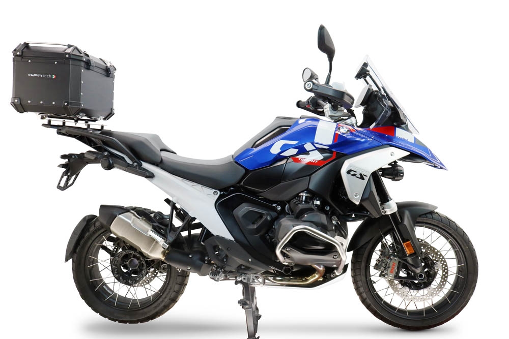 Top case GPR TECH compatible with  Bmw R 1300 GS 2024/2026 Top Case Alpitech en aluminium, couleur argent avec plaque spécifique pour porte-bagages arrière Capacité Litres 45
