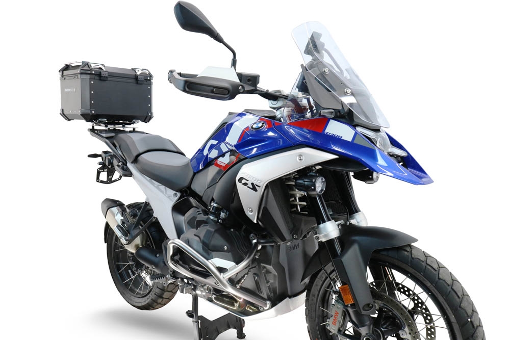 Top case GPR TECH compatible with  Bmw R 1300 GS 2024/2026 Top Case Alpitech en aluminium, couleur argent avec plaque spécifique pour porte-bagages arrière Capacité Litres 45