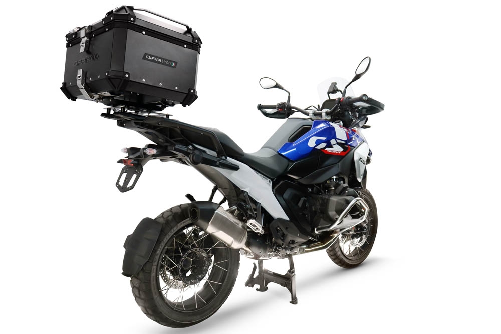 Top case GPR TECH compatible with  Bmw R 1300 GS 2024/2026 Top Case Alpitech en aluminium, couleur argent avec plaque spécifique pour porte-bagages arrière Capacité Litres 55