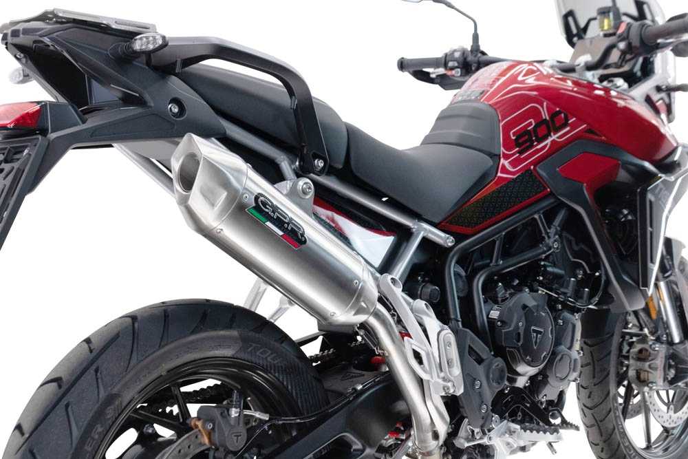 Pot echappement compatible avec Triumph Tiger 900 GT / Pro / Rally Pro 2024-2025, Furore-X Acciaio Inox, Échappement légal, homologué,silencieux avec db killer amovible et tuyau de liaison spécifique 