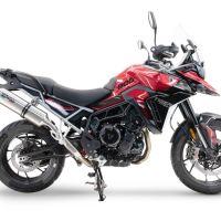 Pot echappement compatible avec Triumph Tiger 900 GT / Pro / Rally Pro 2024-2025, Satinox , Échappement légal, homologué,silencieux avec db killer amovible et tuyau de liaison spécifique 