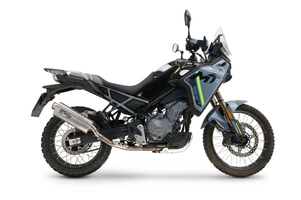 GPR pot echappement compatible avec  Cf Moto 450 MT 2024-2025, Dune Triovale Titanio, Échappement légal, homologué,silencieux avec db killer amovible et tuyau de liaison spécifique 
