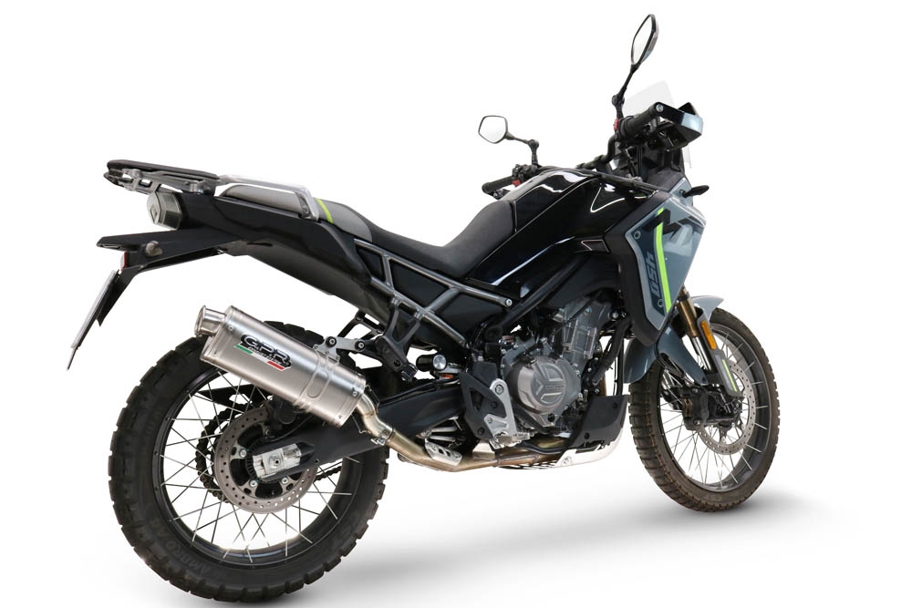 GPR pot echappement compatible avec  Cf Moto 450 MT 2024-2025, Dune Triovale Titanio, Échappement légal, homologué,silencieux avec db killer amovible et tuyau de liaison spécifique 