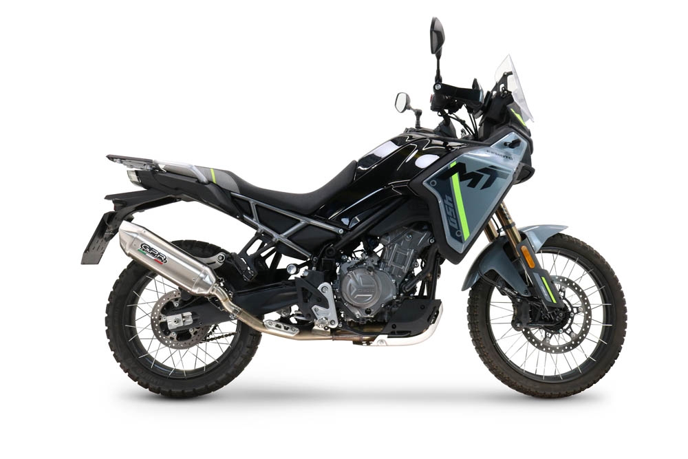GPR pot echappement compatible avec  Cf Moto 450 MT 2024-2025, Furore-X Acciaio Inox, Échappement légal, homologué,silencieux avec db killer amovible et tuyau de liaison spécifique 