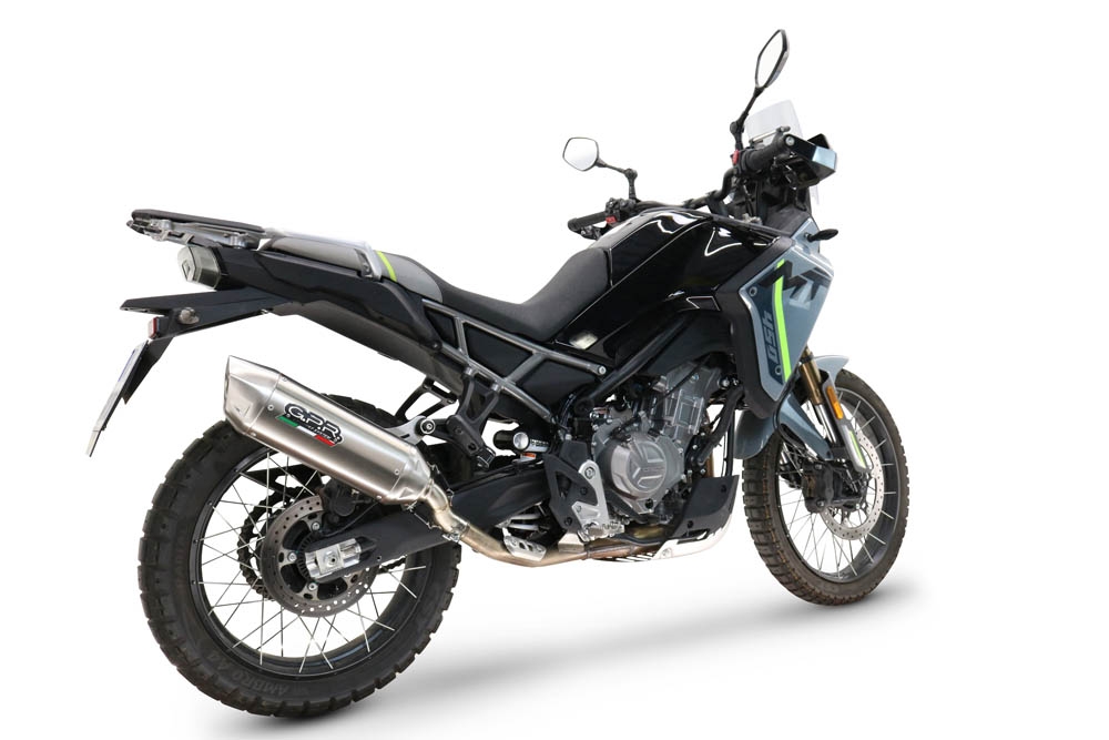 GPR pot echappement compatible avec  Cf Moto 450 MT 2024-2025, Furore-X Acciaio Inox, Échappement légal, homologué,silencieux avec db killer amovible et tuyau de liaison spécifique 