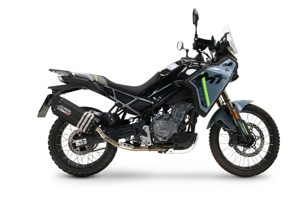 GPR pot echappement compatible avec  Cf Moto 450 MT 2024-2025, Hyper Sonic Black Titanium, Pot d'échappement complet racing, compris de collecteur et db killer amovible, sans homologation 