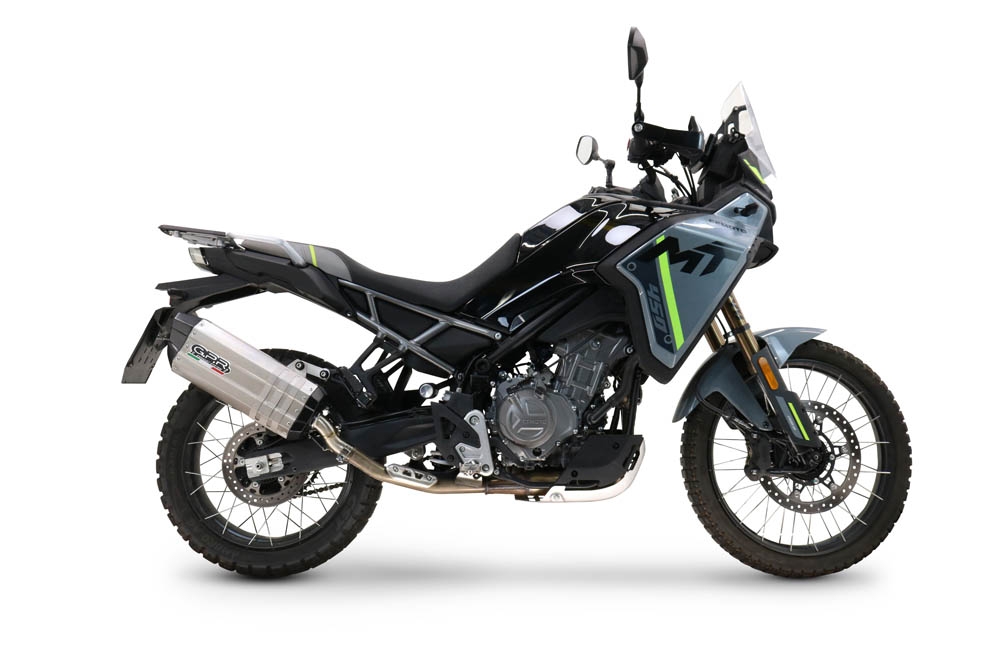 GPR pot echappement compatible avec  Cf Moto 450 MT 2024-2025, Hyper Sonic Titanium, Pot d'échappement complet racing, compris de collecteur et db killer amovible, sans homologation 