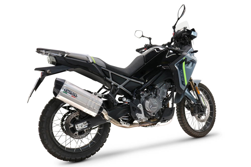 GPR pot echappement compatible avec  Cf Moto 450 MT 2024-2025, Hyper Sonic Titanium, Pot d'échappement complet racing, compris de collecteur et db killer amovible, sans homologation 