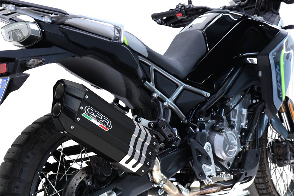 GPR pot echappement compatible avec  Cf Moto 450 MT 2024-2025, Hyper Sonic Black Titanium, Pot d'échappement complet racing, compris de collecteur et db killer amovible, sans homologation 