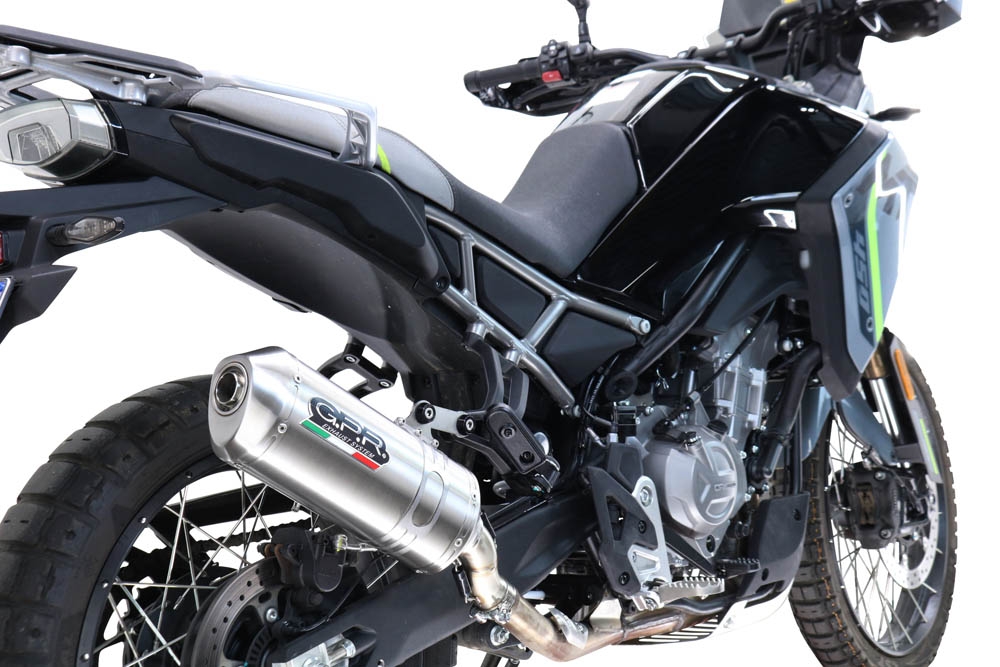 GPR pot echappement compatible avec  Cf Moto 450 MT 2024-2025, Satinox , Échappement légal, homologué,silencieux avec db killer amovible et tuyau de liaison spécifique 