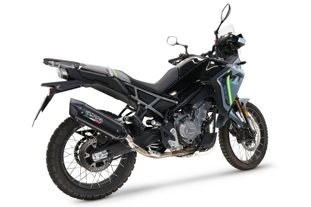 GPR pot echappement compatible avec  Cf Moto 450 MT 2024-2025, Furore-X Titanio Nero, Échappement légal, homologué,silencieux avec db killer amovible et tuyau de liaison spécifique 