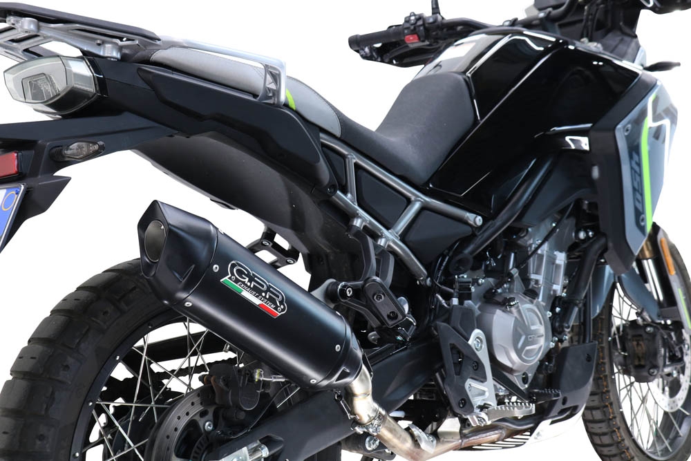 GPR pot echappement compatible avec  Cf Moto 450 MT 2024-2025, Furore-X Titanio Nero, Échappement légal, homologué,silencieux avec db killer amovible et tuyau de liaison spécifique 