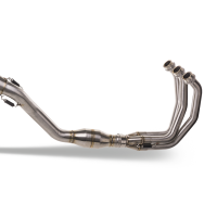 Pot echappement compatible avec Yamaha Tracer 9 2021-2024, Dual Inox, Homologué et légal, système d'échappement complet avec catalyseur et db killer amovible 