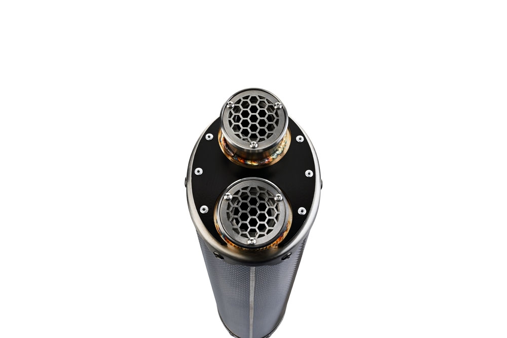 Pot echappement compatible avec Bmw G 310 Gs 2017-2021, Dual Poppy, Homologué et légal, système d'échappement complet avec catalyseur et db killer amovible 