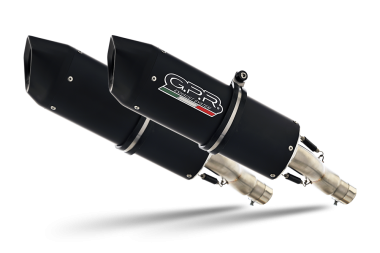 Pot echappement compatible avec Yamaha MT03 660 2006-2013, Furore Nero, Paire de pot d'échappement homologuées, livrées avec db killer amovible et raccords spécifiques 