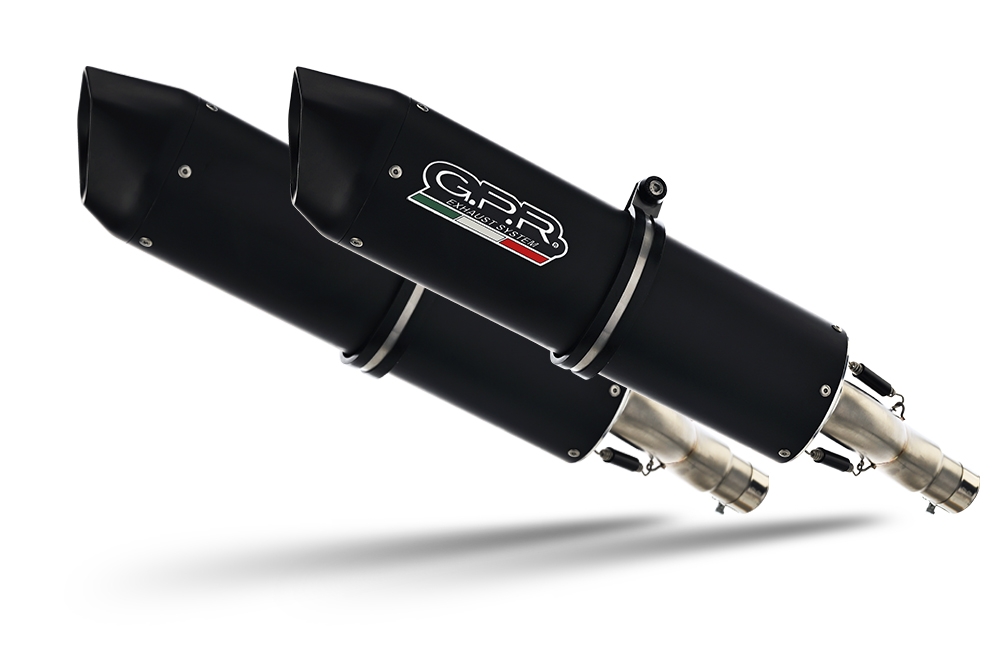 Pot echappement compatible avec Honda Crf 250 R 2006-2009, Furore Nero, Paire de pot d'échappement homologuées, livrées avec db killer amovible et raccords spécifiques 
