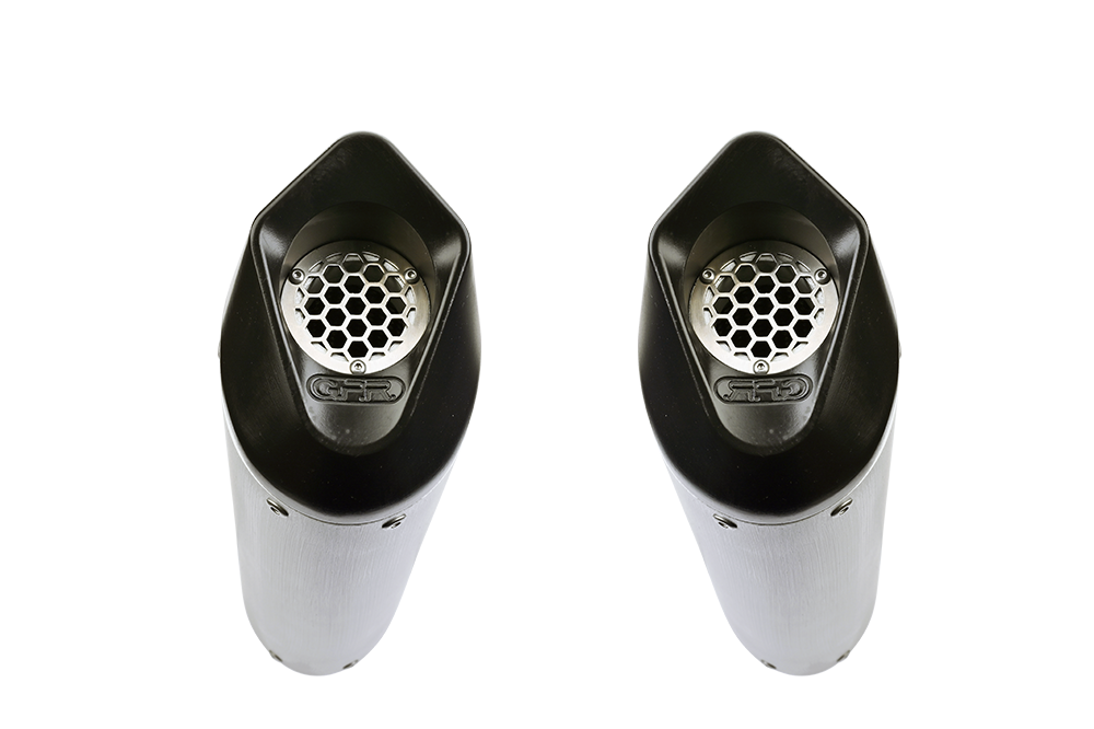 Pot echappement compatible avec Aprilia Dorsoduro 900 2017-2020, Furore Evo4 Nero, Paire de pot d'échappement homologuées, livrées avec db killer amovible et raccords spécifiques 