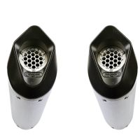 Pot echappement compatible avec Aprilia Dorsoduro 900 2017-2020, Furore Evo4 Nero, Paire de pot d'échappement homologuées, livrées avec db killer amovible et raccords spécifiques 