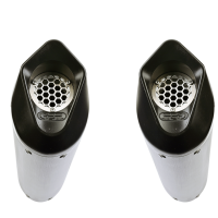 Pot echappement compatible avec Aprilia Dorsoduro 900 2017-2020, Furore Evo4 Nero, Paire de pot d'échappement homologuées, livrées avec db killer amovible et raccords spécifiques 