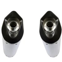 Pot echappement compatible avec Honda Crf 250 R 2006-2009, Furore Nero, Paire de pot d'échappement homologuées, livrées avec db killer amovible et raccords spécifiques 