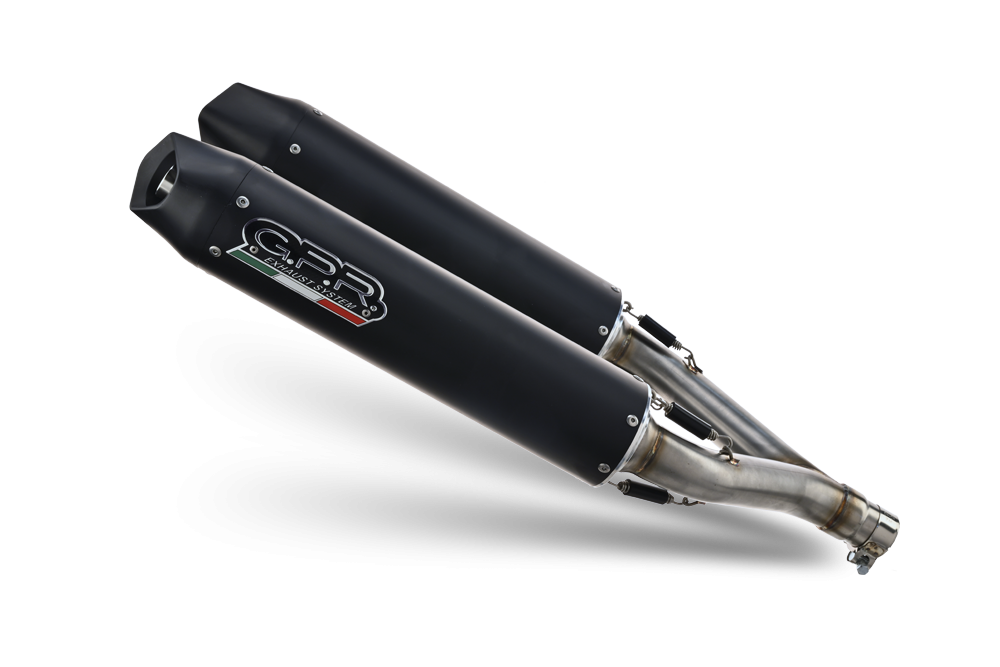Pot echappement compatible avec Aprilia Dorsoduro 750 2008-2016, Furore Nero, Paire de pot d'échappement homologuées, livrées avec db killer amovible et raccords spécifiques 