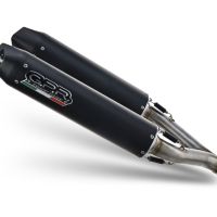 Pot echappement compatible avec Aprilia Shiver 750 Gt 2007-2016, Furore Nero, Paire de pot d'échappement homologuées, livrées avec db killer amovible et raccords spécifiques 