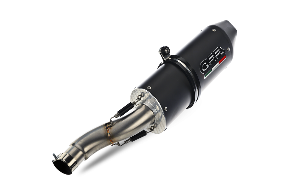 Pot echappement compatible avec Aprilia Mana 850 Gt 2007-2016, Furore Nero, Pot échappement homologué et légal, silencieux avec mi-collecteur y db killer amovible 